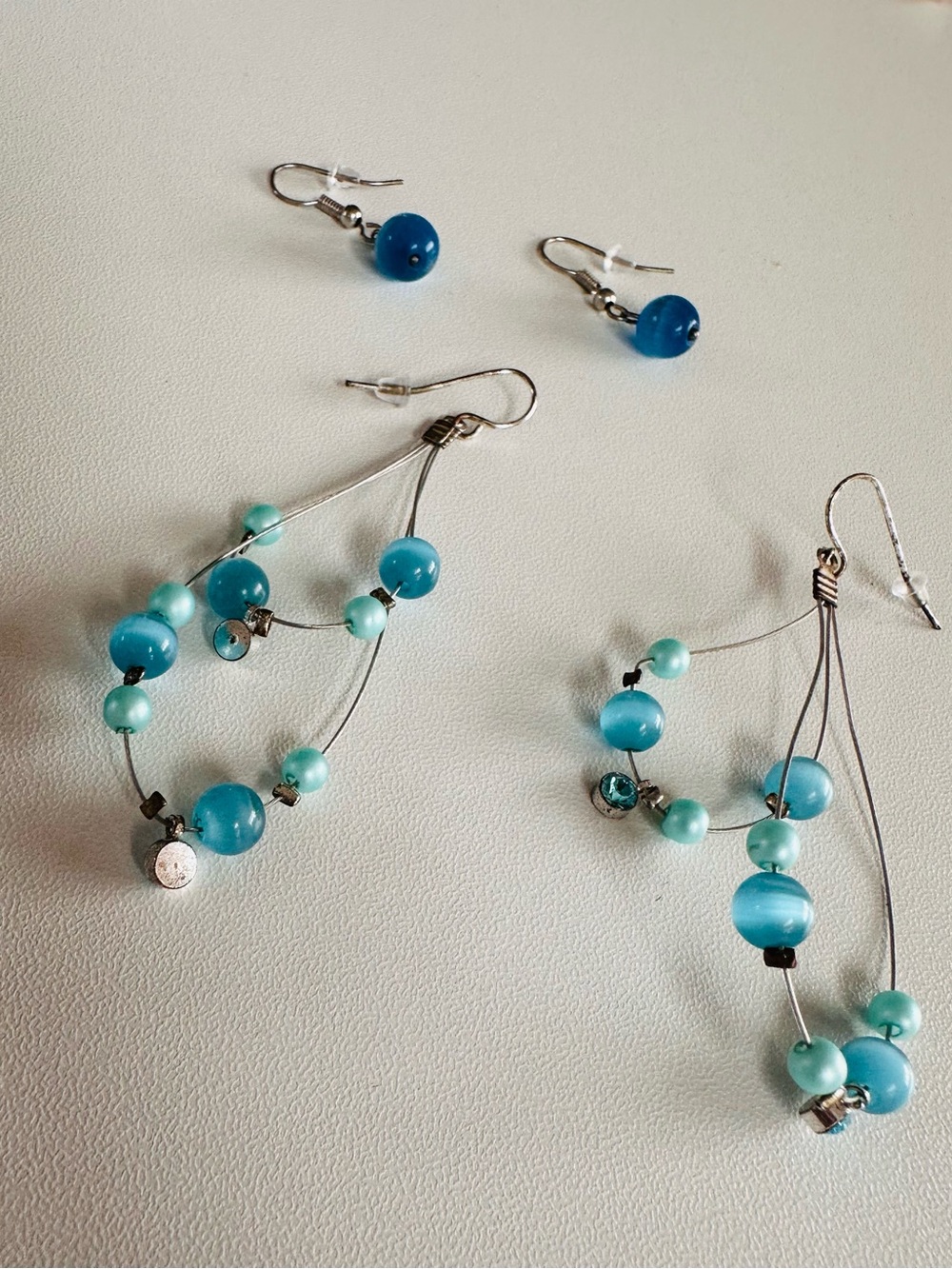 Blue Beaded Dangle Earrings - Women's Fashion Jewelry